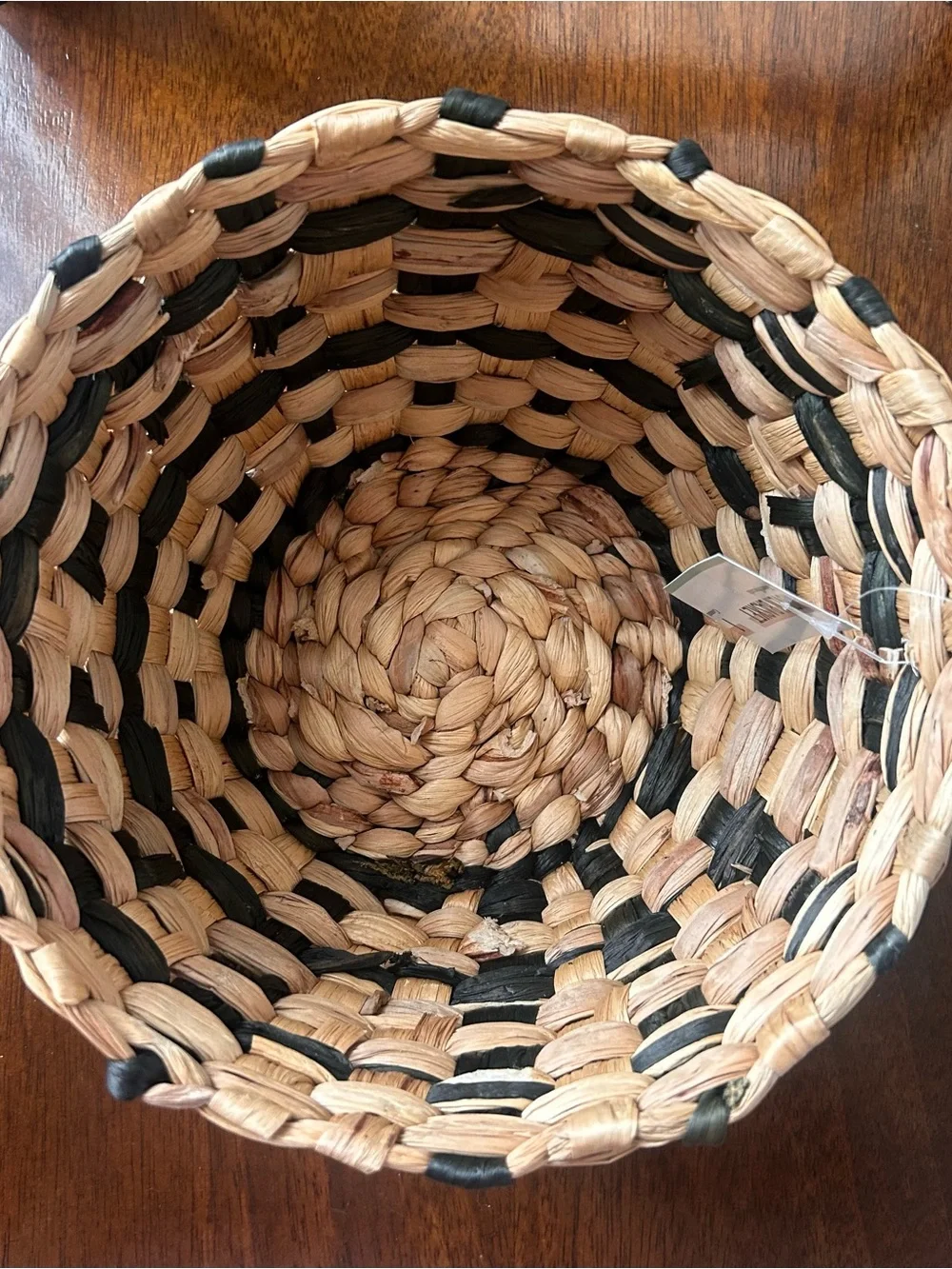 Handwoven Natural and Black Decorative Storage Baskets - Set of 2